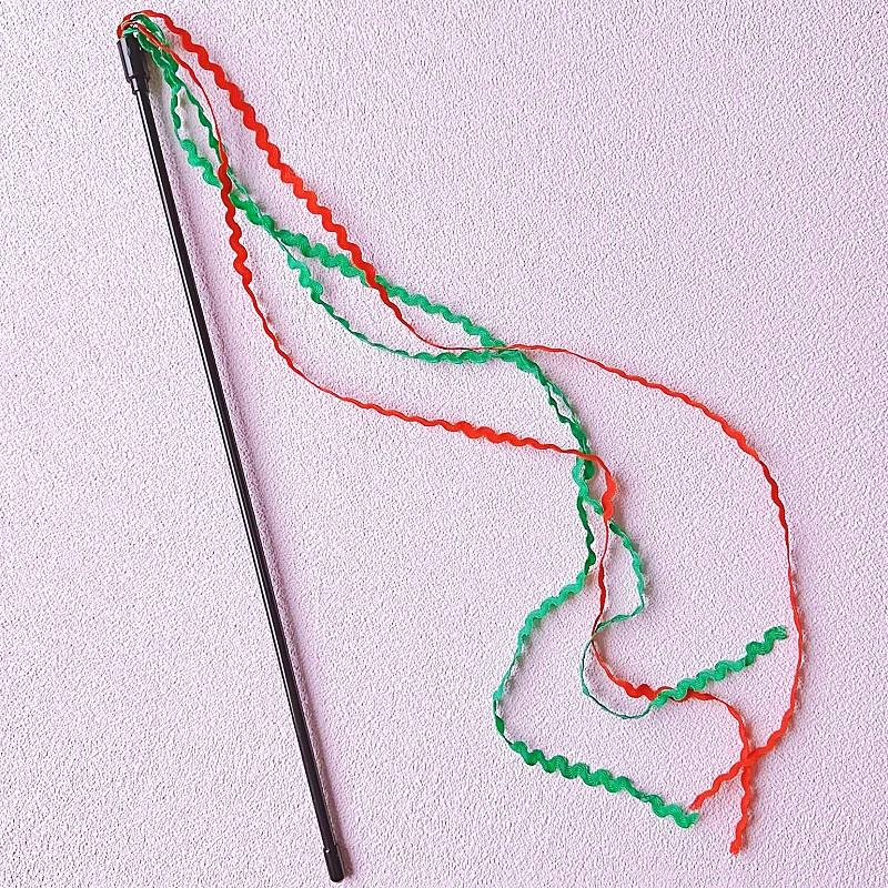 Cat Toy Colorful Tassel Cats Teaser Stick Rainbow Cloth Tassel Toys for Cats Teasing Self-hi Cat Toys Interactive Pet Supplies
