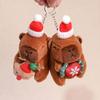 Lovely Christmas Capybara Pendant Plush Keychain Cute Soft Stuffed Doll Toy Backpack Hanging Decoration New Year Gift