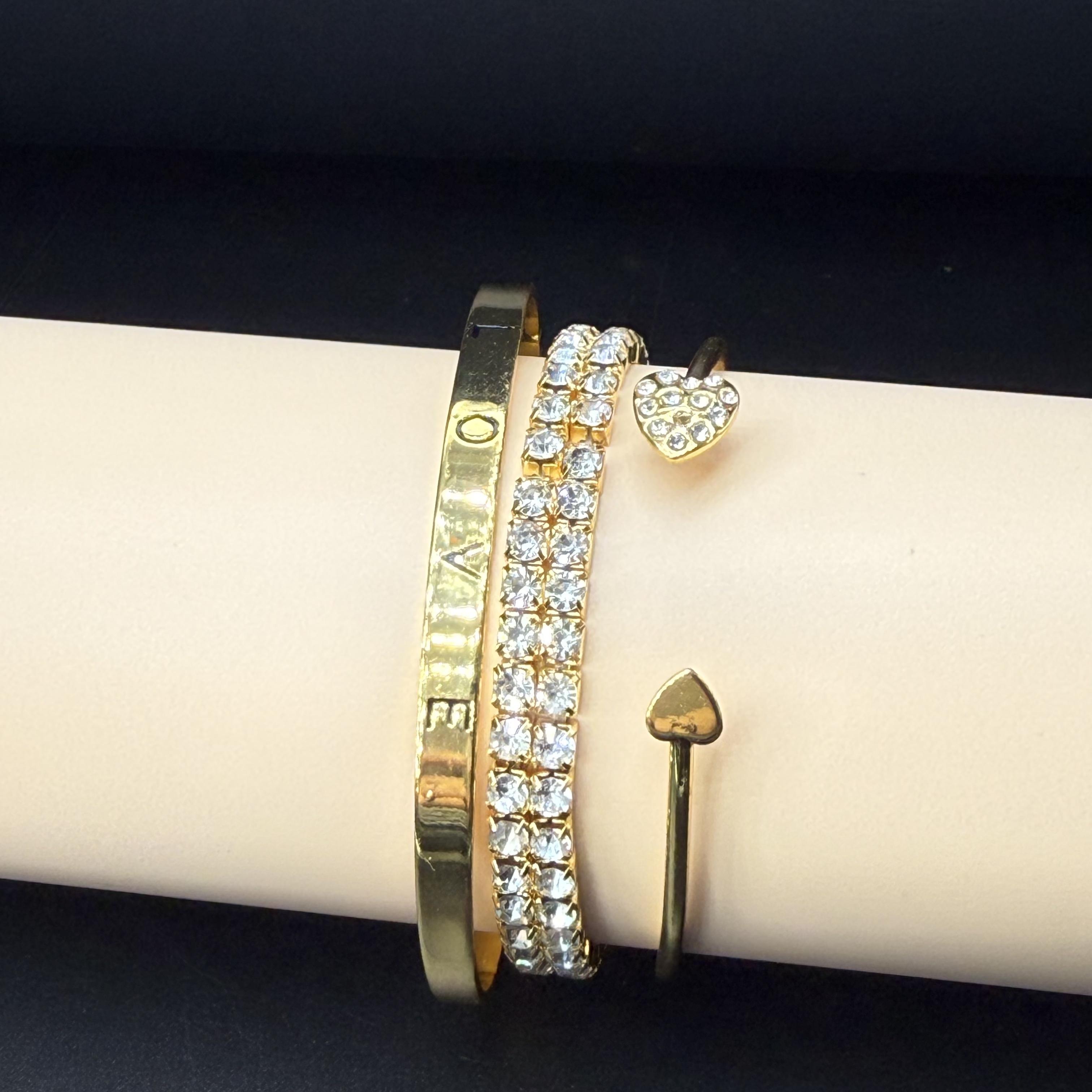 

3-Piece Jewellery Set, Bohemian Style Adjustable Bracelet with Zirconia Accents Birthday Gift, Halloween Gift