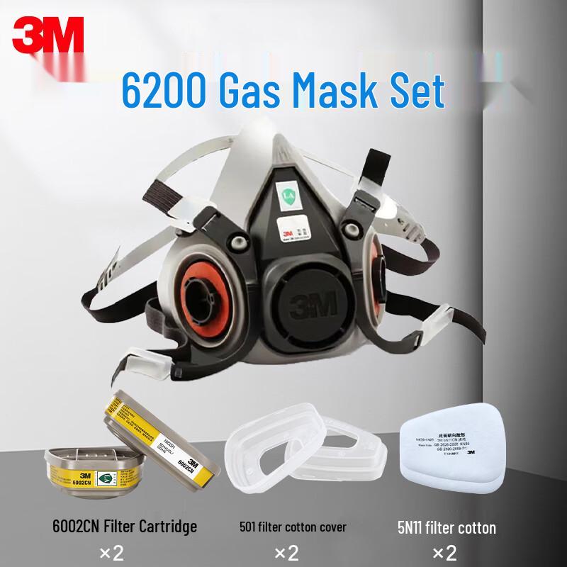 3M 6200 Half Face Respirator with 6002 Acid Gas Cartridges