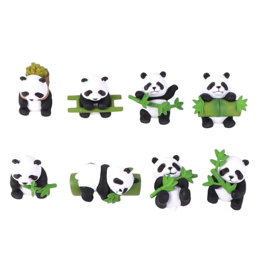 8pcs Lifelike Miniature Panda Figurines Cartoon Animal Statues Panda Ornament  Fairy Gardens