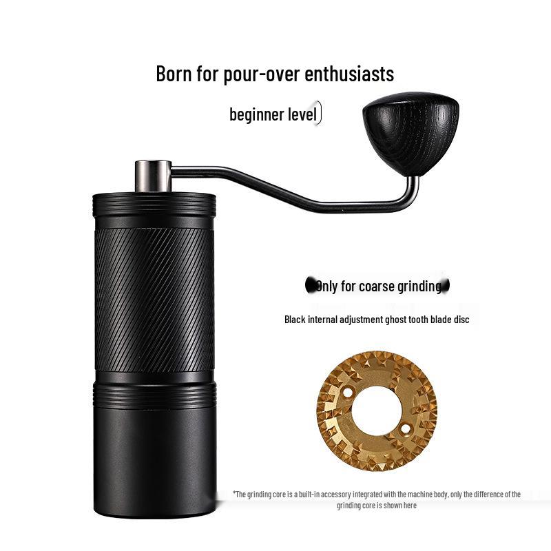 Stainless Steel Manual Coffee Grinder with External Adjustment and Seven-Star Ghost Teeth for Pour-Over Brewing