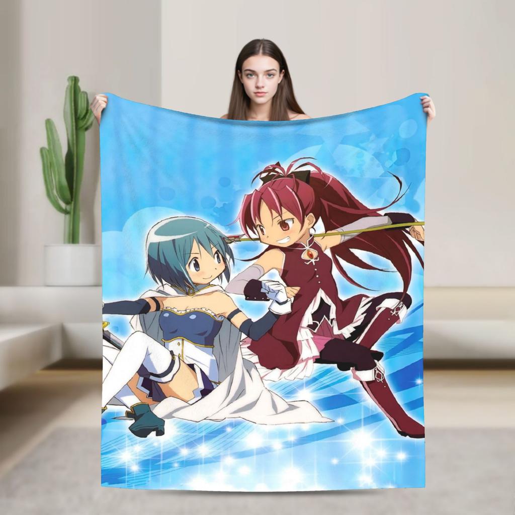 Puella Magi Madoka Magica Blanket Fleece Air Conditioning Cartoon Breathable Soft Throw Blankets for Home Plush Thin Quilt