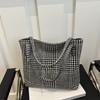 Black and White Grid Striped Large-capacity Portable Tote Bag Versatile Shoulder Bag Women's Spring New 2025 Shoulder Bag