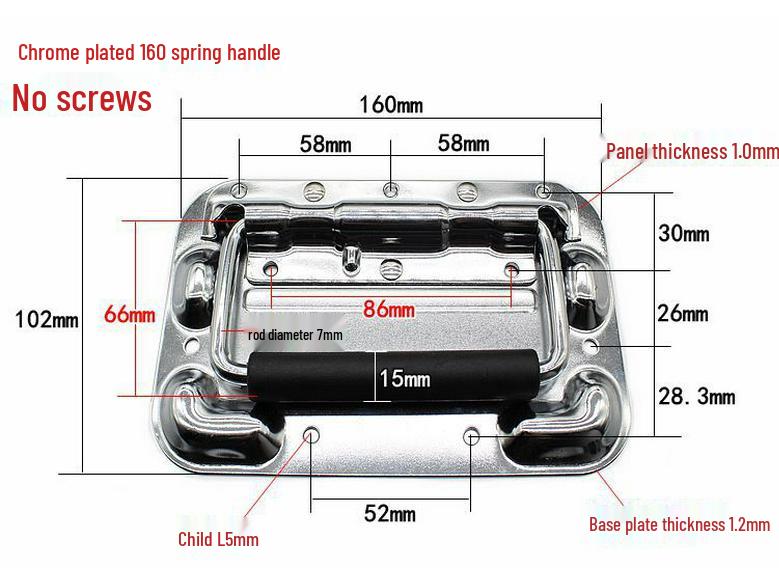 304 Stainless Steel Spring-Loaded Folding Handle for Aluminum Tool Box