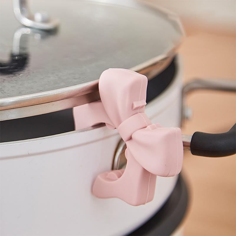1/2 Piece Bowknot Silicone Spatula Holder Anti-Scalding Cutlery Holder Suitable For Spoon Cooking Utensils