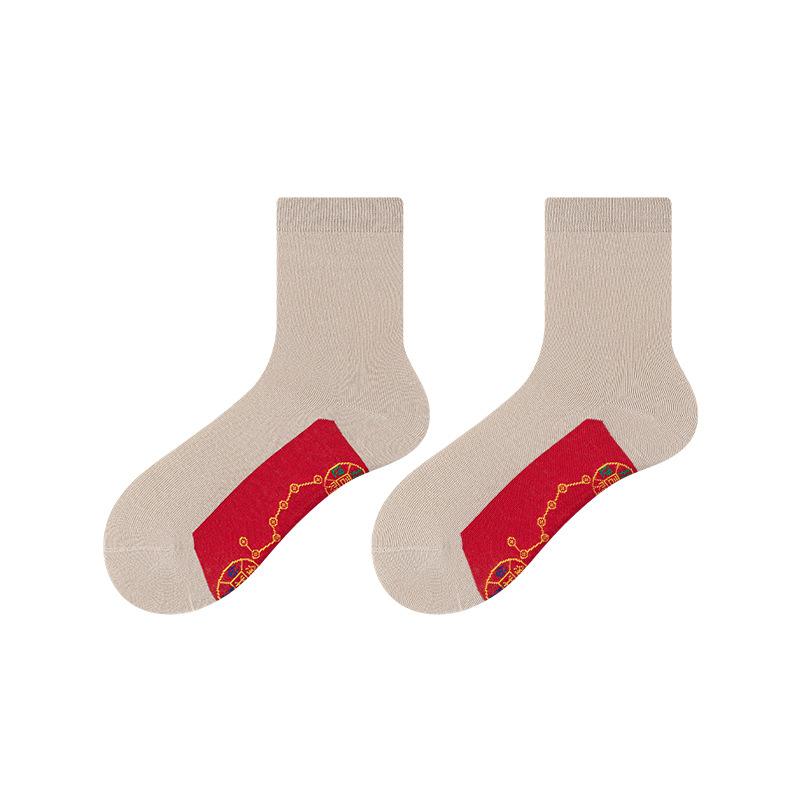 Foot Pedal Seven-Star Five-Color Socks Of The Same Big Red Medium Tube Year Of The Horse Socks Hongyun Socks Gift Socks