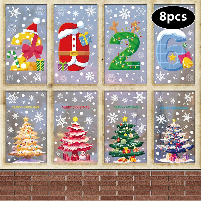 Creative Christmas Decorations, Electrostatic Stickers, Shop Window Decorations, Christmas Decorative Glass Stickers