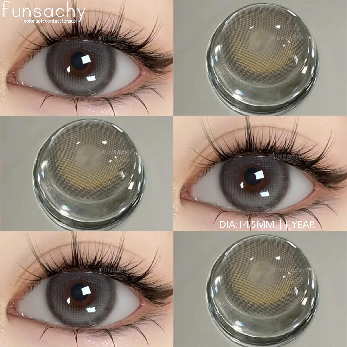 

FUNSACHY Натуральные цветные контактные линзы для глаз Зеленые контактные линзы Красивые косметические зрачки Коричневые цветные линзы Макияж Линзы Ежегодно
