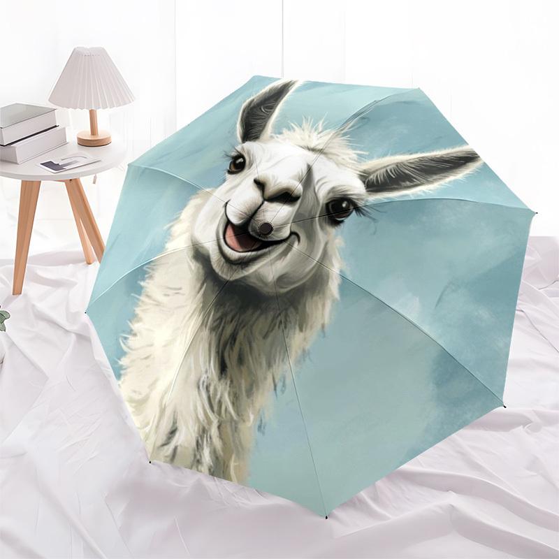 1pc Alpaca Art Print Automatic Umbrella - Automatic Opening And Closing, Sturdy Iron Frame, Portable Folding Design Yy251018212