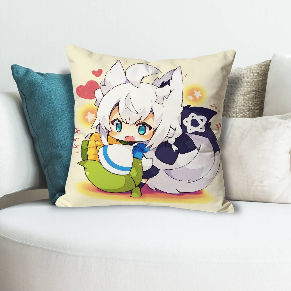 

Cute SShirakami FFubuki Anime Celebrity Merchandise AllMatch Printed Pillow Case Sofa Car Office Room Decoration Protector 30x30 cm