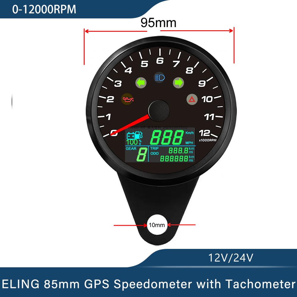 85mm GPS Speedometer 0-299km/h MPH with 0-12000RPM Tachometer Trip Odometer with Gear Number N 1-6 for Car Motorcycle Universal