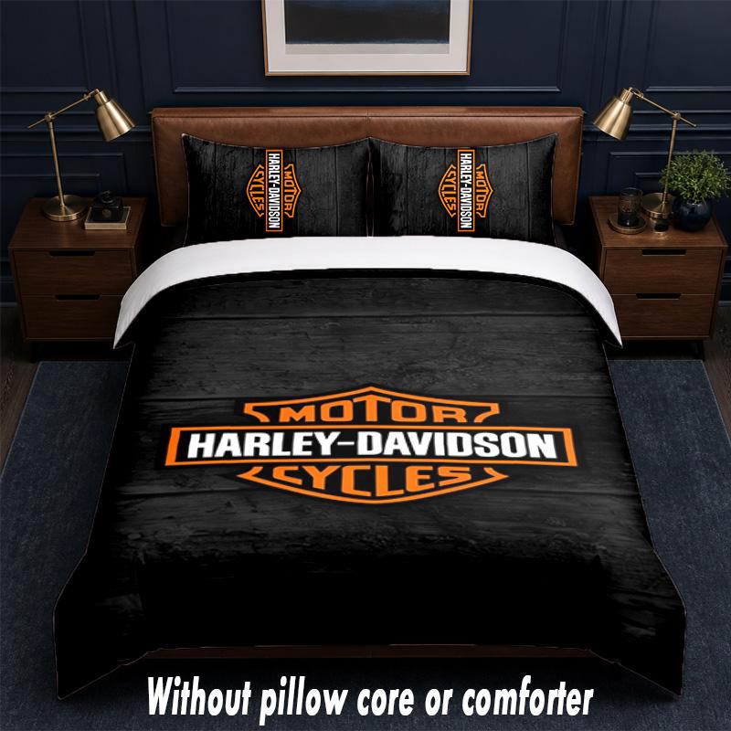 Set Biancheria da Letto Design Harley-Davidson 1 Copripiumino + 2 Federe Morbido Traspirante Biancheria da Letto per la Casa