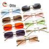 Cheetah Frameless Square Sunglasses Unisex Retro Leopard Metal Design