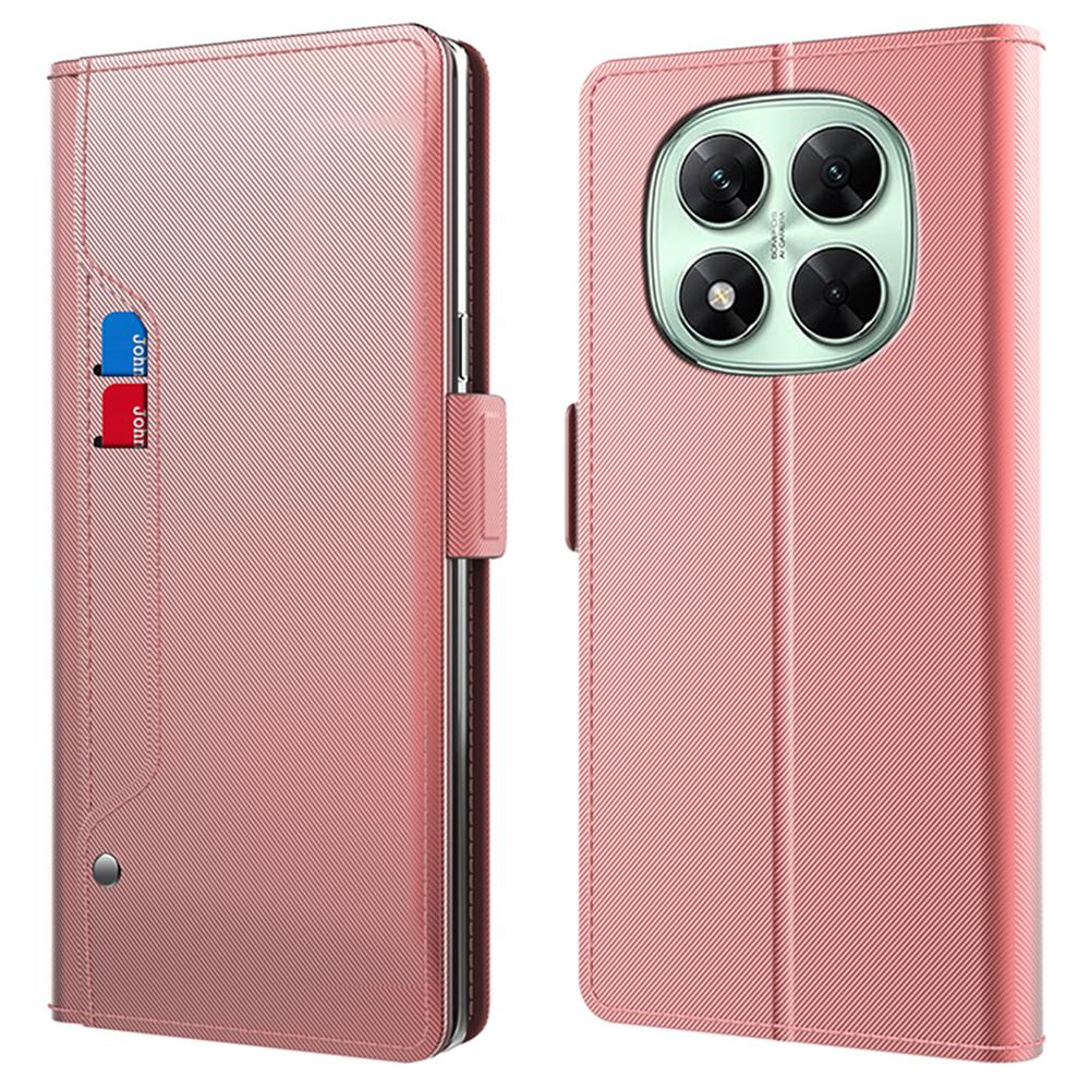 

For Xiaomi Redmi Note 14 Pro+ 5G Case Stand PU Leather Phone Cover Card Holder Mirror A