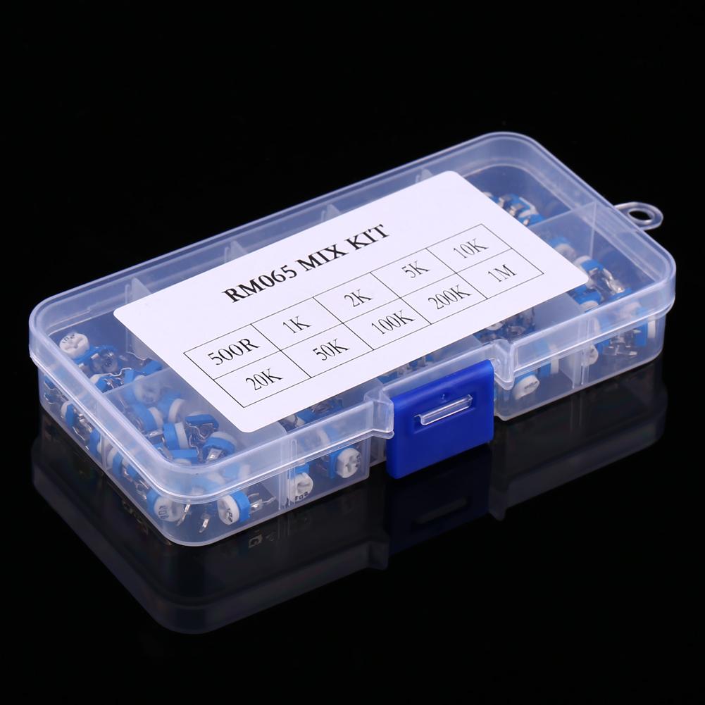 100 buc 10 valori 500ohm1M ohm Rezistor variabil cu film Potențiometru Rezostat Trimpot Sortiment