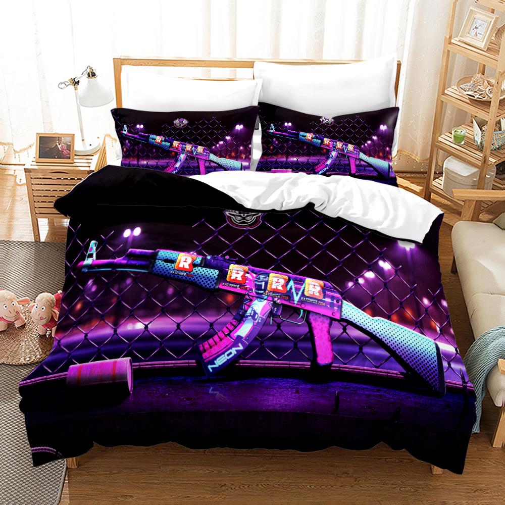 AK47 Knight Academia Anime Duvet Cover Set with Pillow Covers Polyester Teens Kids Bedding Set Full Queen King Size Bed Linen