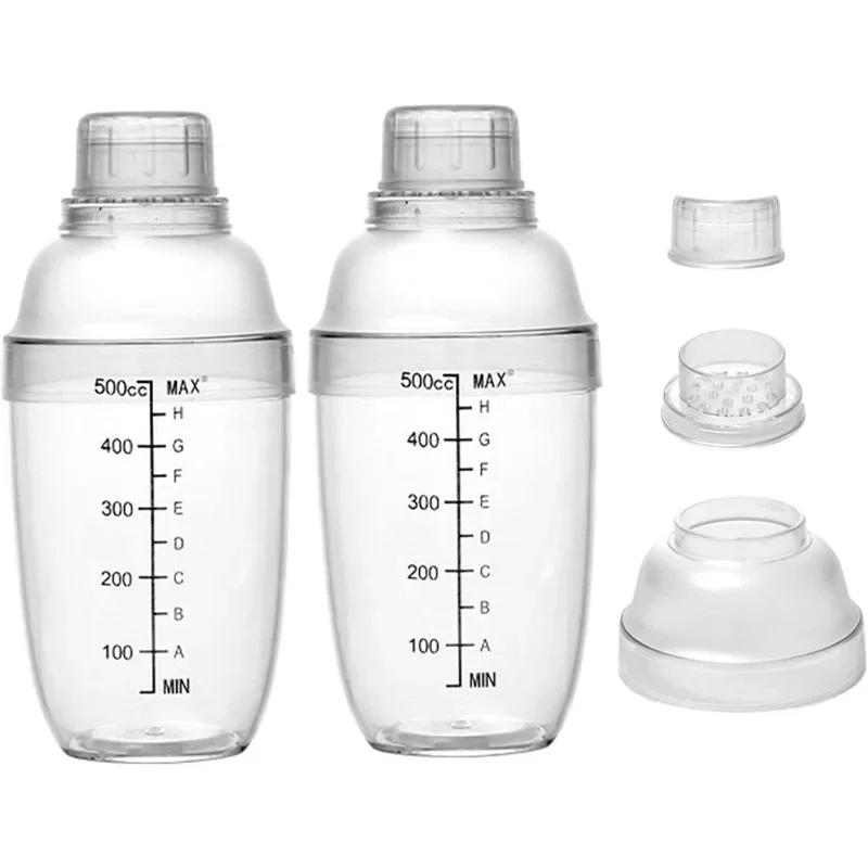 500ml/700ml Plastic Cocktail Shaker Martini Hand Shaker Cup with Scales Milk Tea Wine Drink Shaker Mixer Bar Wine Accessories