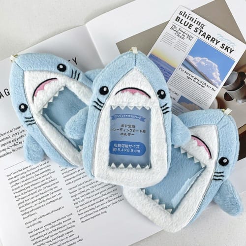 Set of 3 Shark Plush Card Cases, Card Storage, ID Cases, and Card Holders. Cute Korean Merchandise for Your Own Favorite.