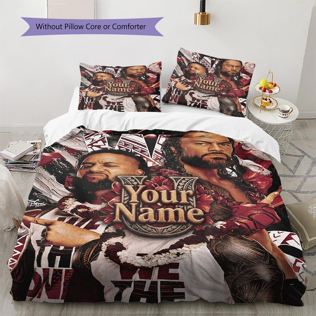 Champion Poster Custom Name Pattern Bedding Quilt Set Quilt Cover Pillowcase Home Birthday Gift(1 * duvet cover + 2 * pillowcase, without core)