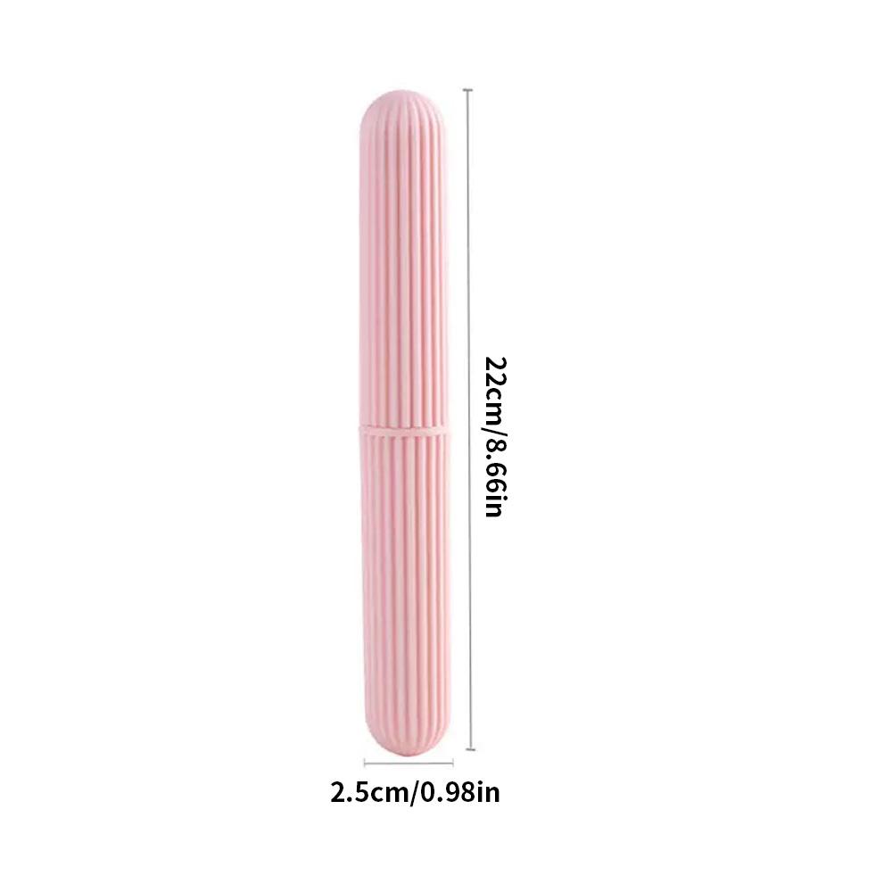 Travel Toothbrush Case, Portable Plastic Toothbrush Holder with Simple Stripes - Compact Storage for Travel,Bathroom, Camping &
