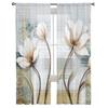 Vintage tulpaner Blommor Fjärilar Sovrum Transparent skira Gardiner Semesterdekoration Fönster Voile Tyll Gardin