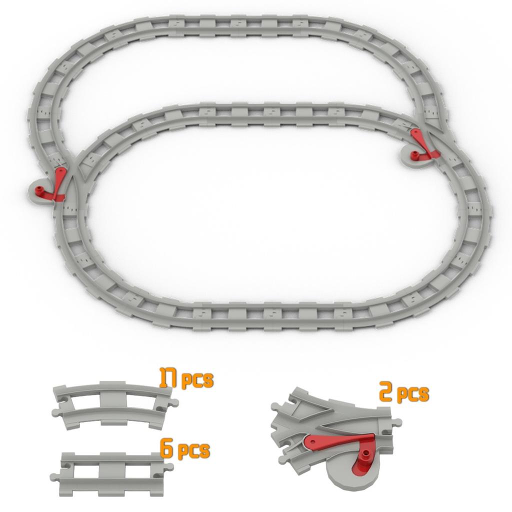 Big Building Block Light Gray Railroad Track Compatible Duplo Trains Parts Kit Platform Curved Track Toy Set For Children'S Gift
