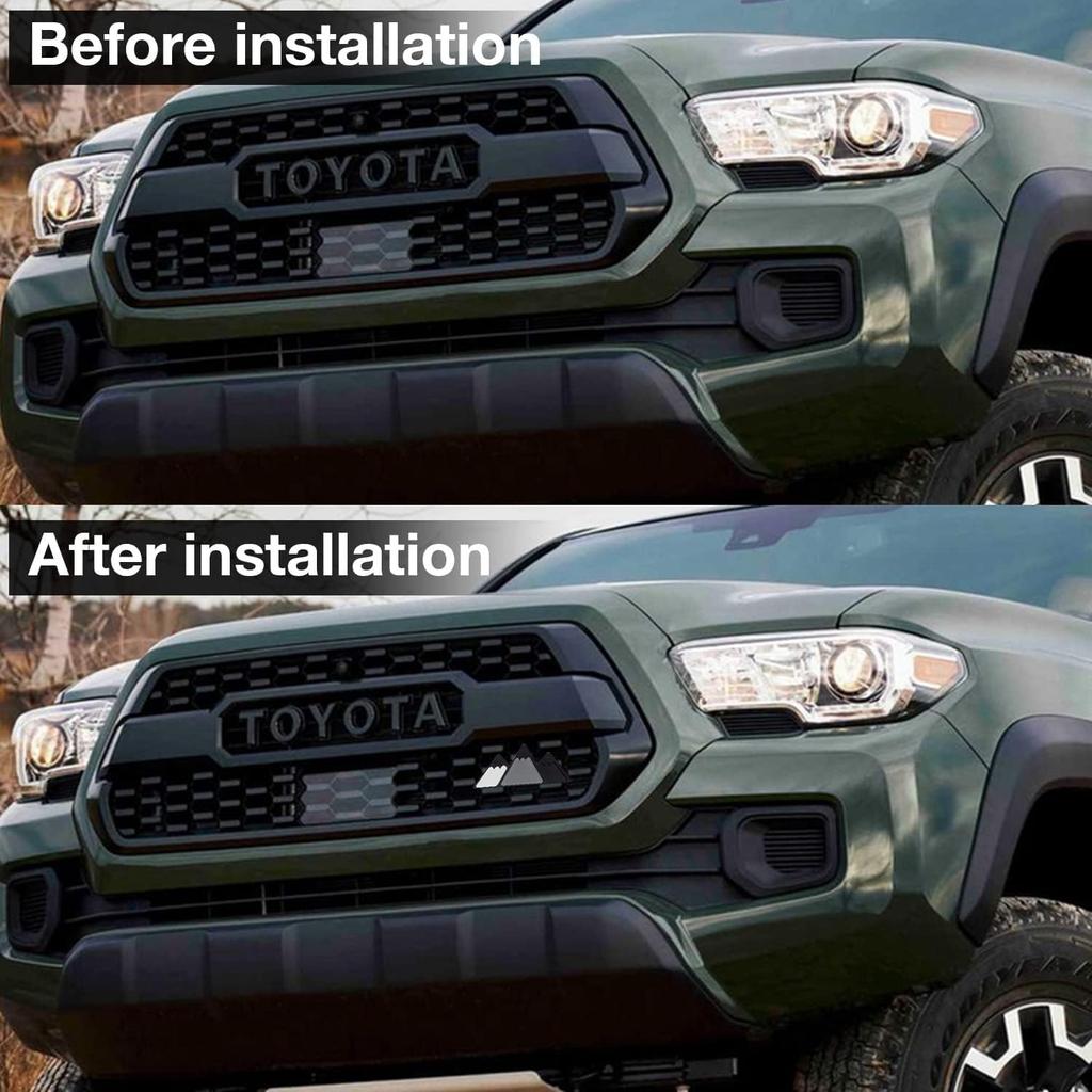 Tri-Color Grille Badge Logo Decoration Emblem for car Truck Label Tacoma 4Runner Tundra Rav4 Highlander's T-G3Y Three-Color Badge Logo Barbecue Grill