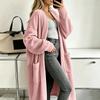 Women's casual corduroy long-sleeved long coat
