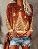 Women Crew Neck Long Sleeve Sweatshirt Christmas Tree Snowflake Ornament Print Casual Loose Pullover Ladies Holiday Tops