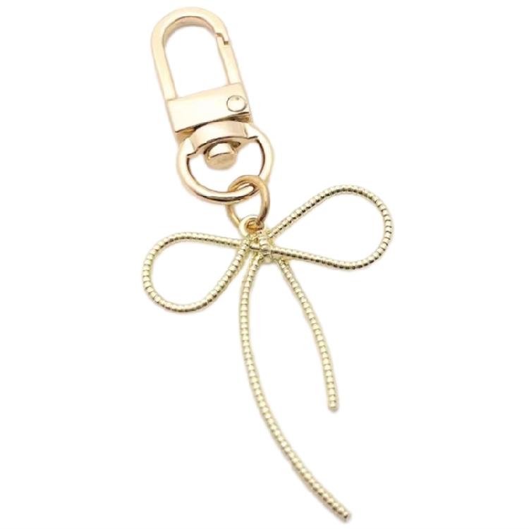 Trendy Bowknot Shape Key Rings Pendant Butterfly Knot Beads Keychain Accessories