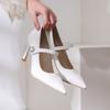 Spring and Summer Women's Casual High-heeled Shoes Leather Shoes Temperament Comfortable Wear-resistant High Heels