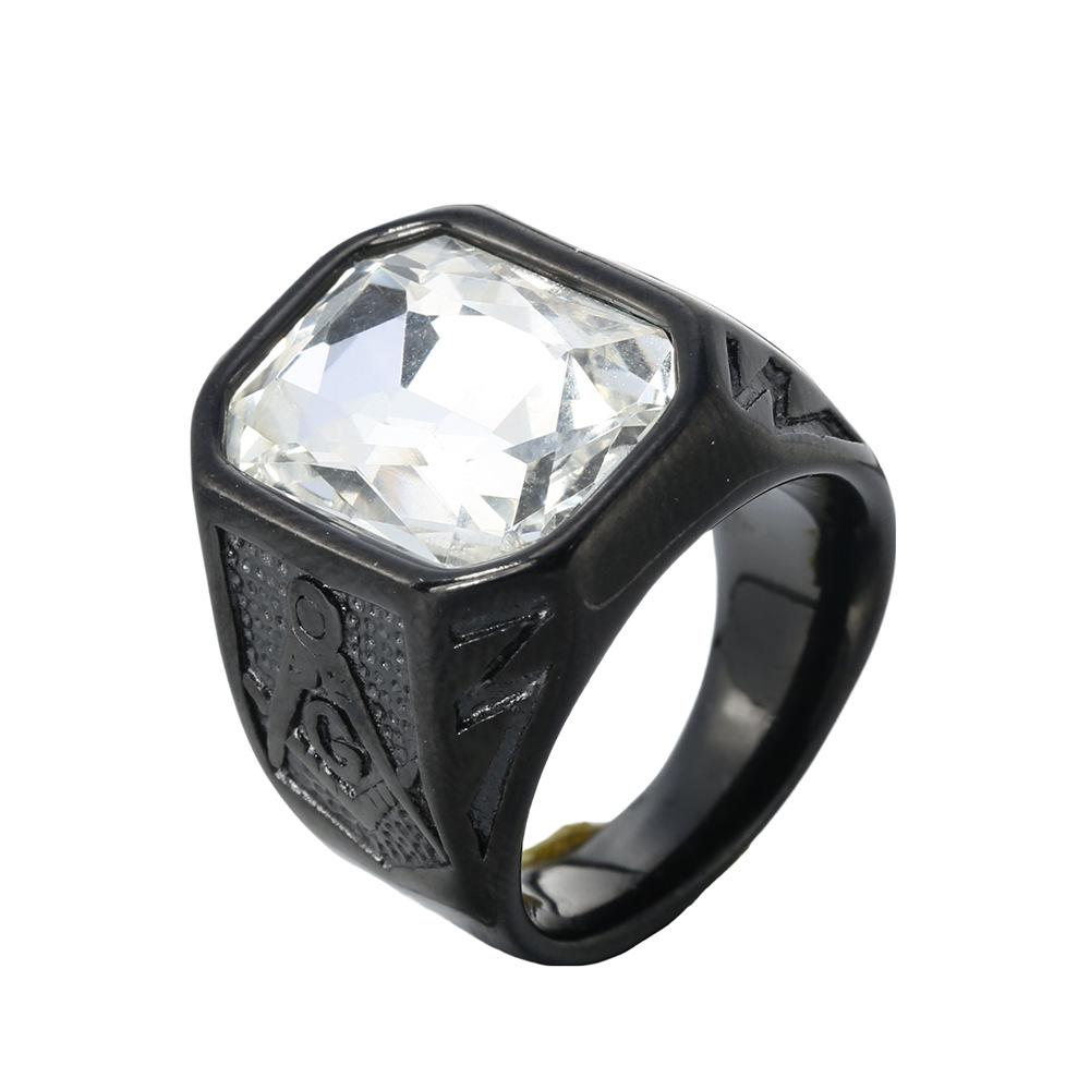 Trendy Gold Plated Titanium Ring with Colorful Gems Punk Style Stainless Steel Jewelry