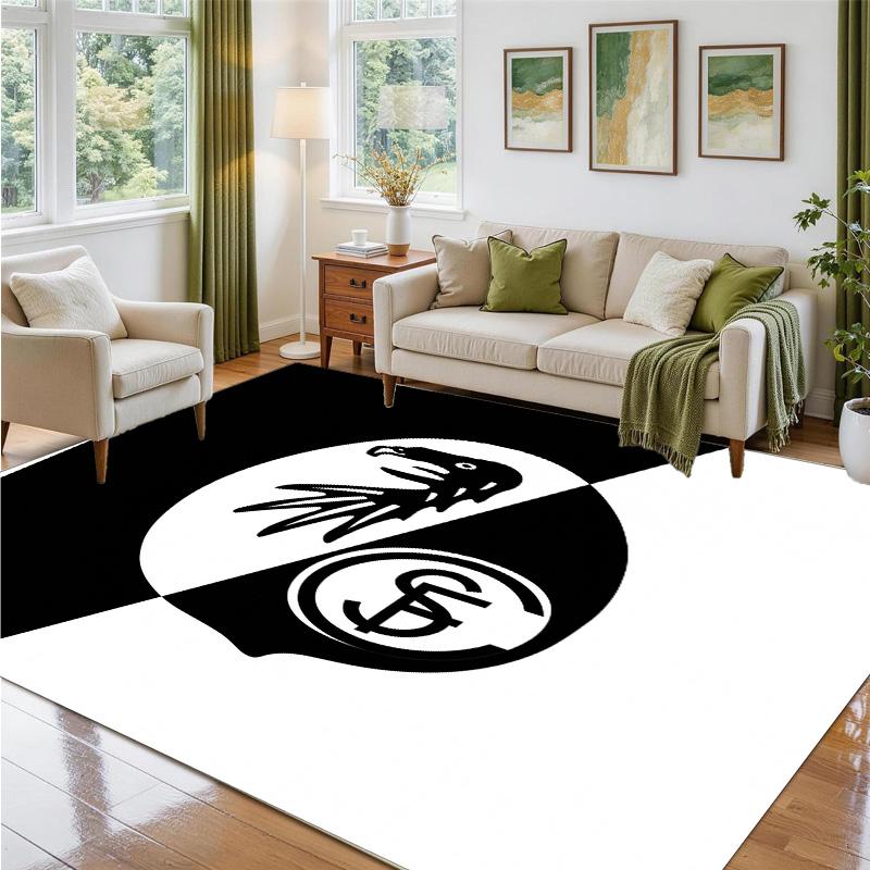 SC Freiburg FC Design Crystal Velvet Rug Soft Decorative Mat for Bedroom Entrance