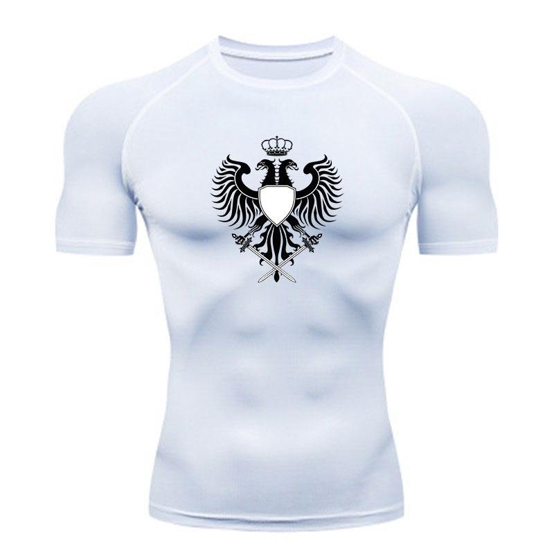 Men's Compression Fitness Sports T-Shirt, Double Headed Eagl
