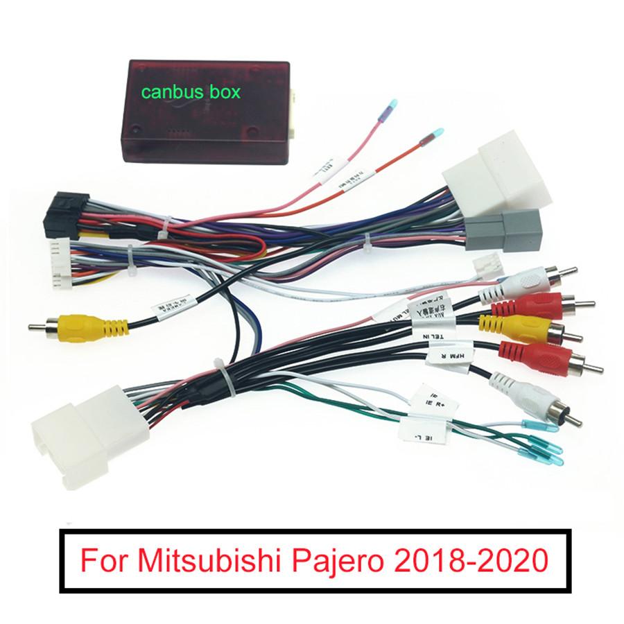 16Pin Car Stereo Audio Wiring Harness W/Canbus Box For Mitsubishi Pajero 2018-20