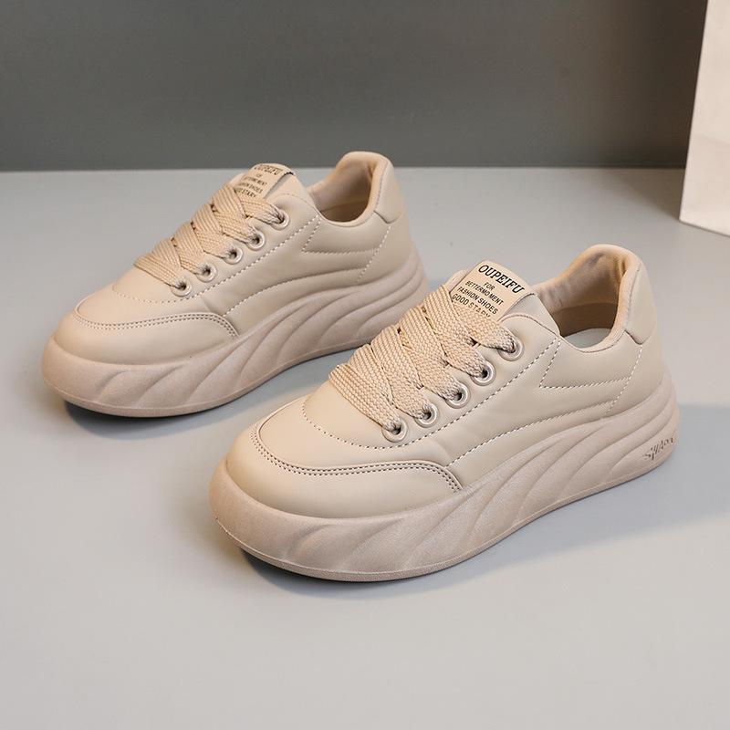 Xfc02 New Solid Color Casual Sneakers  Spring and Summer Versatile Simple Thick Bottom Height Increasing Women Shoes Wear-Resistant Breathable