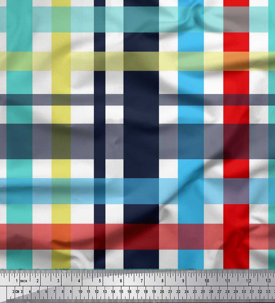 

Японська креп-атласна тканина Soimoi в клітинку. Тканина з принтом у клітинку на метри 42 дюйми 42 Inch Wide - Poly Crepe білий