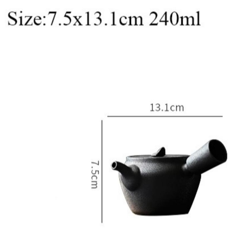 240ml Ceramic Side Handle Teapot Black Ceramic Retro Kung Fu Tea Set