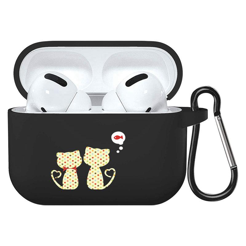 קריקטורה חמוד חיות מחמד כלב חתול בעל חיים ינשוף צמח פרחי אפל עבור אפל AirPods 2 3 כיסויי אוזניות חסינות זעזועים שחורות AirPods Pro Funds Cover