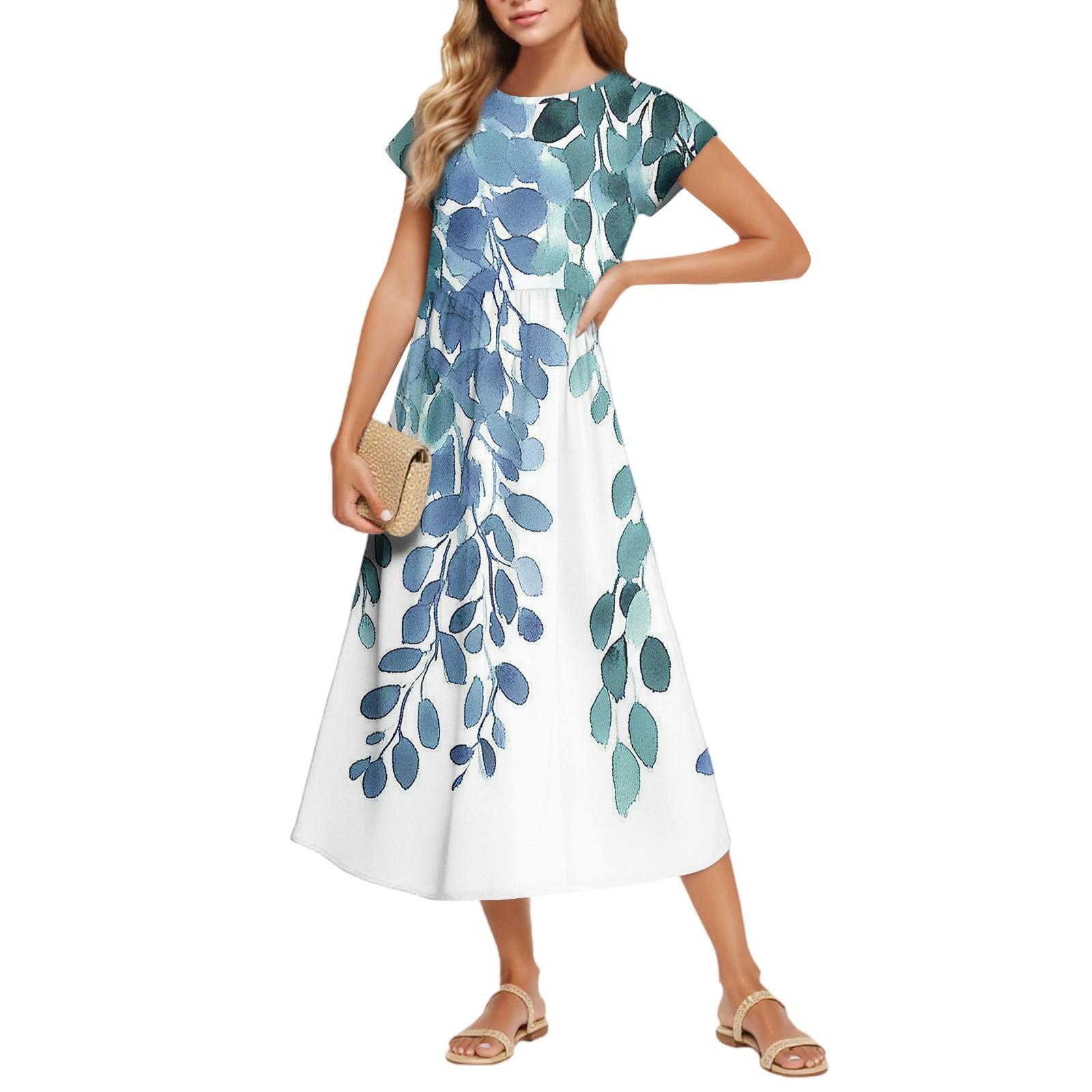 

Женские Модные Темпераментные Элегантные Платья с Цветочным Принтом и Завышенной Талией в Повседневном Стиле M армия зеленый