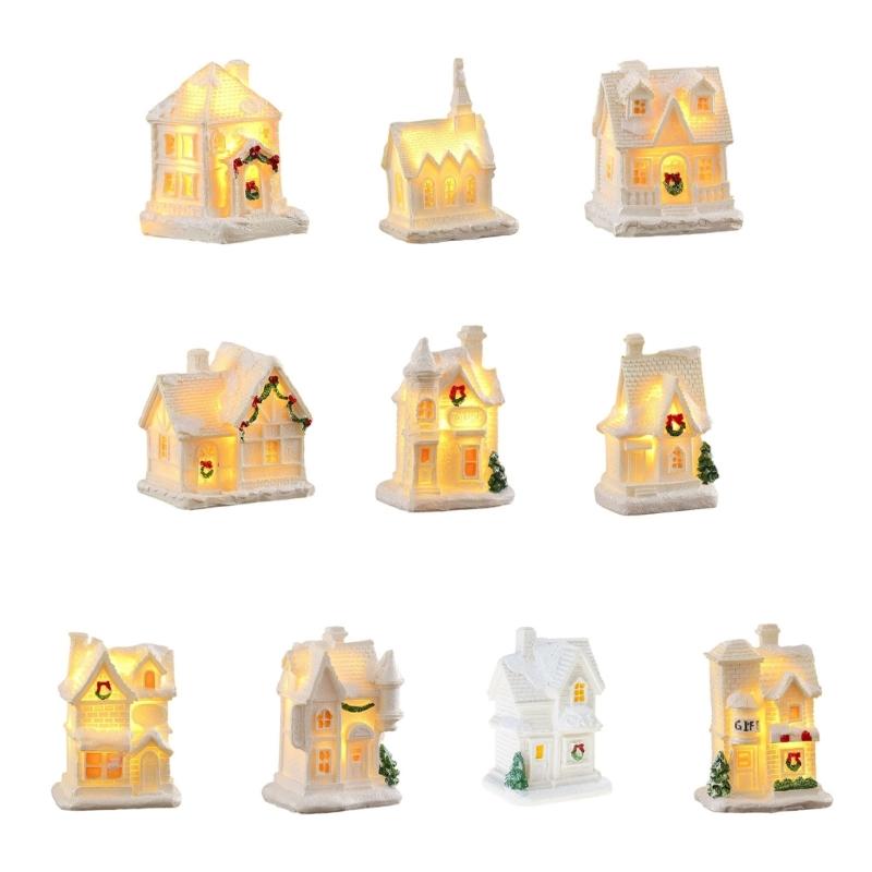 LED Resin Chritmas Holiday Houses Decorative Accent Creates Winter Town Scene For Christmas Display