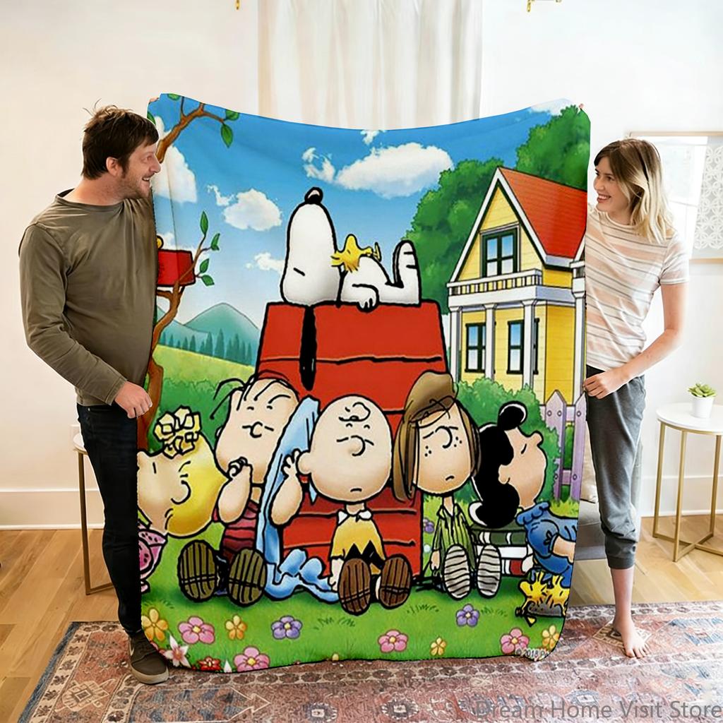 Cartoon 2026 New Kawaii Snoopy Children Warm Soft Anime Blankets for Sofa Bed Cover Blanket Suitable for Birthday Souvenir Gifts