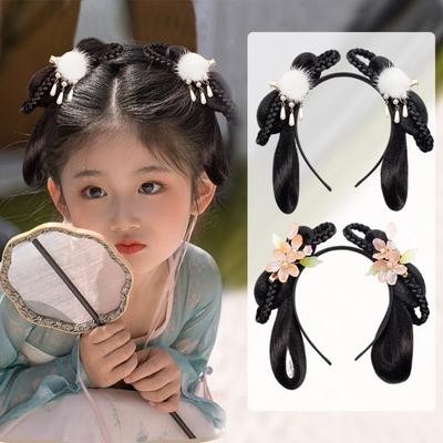 Feen Kinder Hanfu Blumen-Haarreif Chinesischer Stil Haar Synthetische Geflochtene Haarreifen Prinzessin Haarband