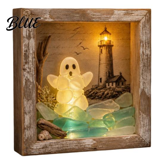 Handmade Halloween Room Decorations DIY Shadow Box Night Light Kit 8.5 Inch Wooden Frame LED Craft Set with Seasonal Mantelpiece Decor Sets Luminous