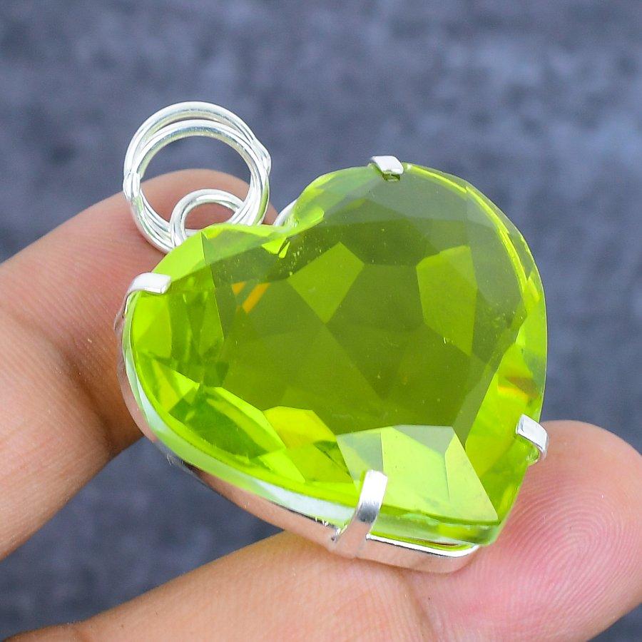 Peridot Edelstein Handgefertigt 925 Sterlingsilber Schmuck Anhänger 1,77" w4U86