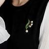 Minimalist Lily of the Valley Brooch High Quality Pearl Enamel Flower Pin Elegant Design for Blazer Suit Accessories