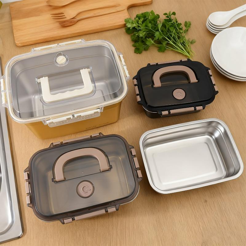 Fresh-keeping Lunch Box with Handle Stainless Steel Leak-proof Bento Bowl Kitchen Dining Storage Containers Camping Food Boxes