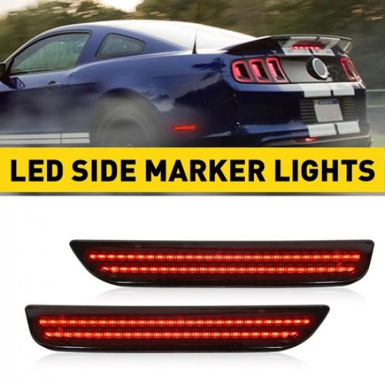 White 2/4X Red LED & Front Side Marker Rear Lights For 2010-2014 Ford Mustang GT