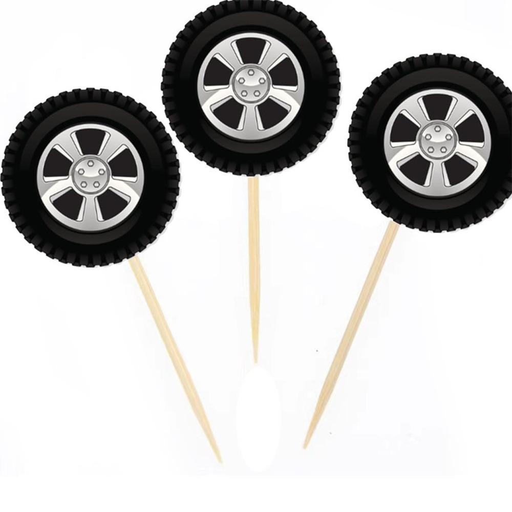 20pcs Food Grade Wheel Tire Paper Straws Black White Tire Racing Theme Straws  Baby Shower Style 4